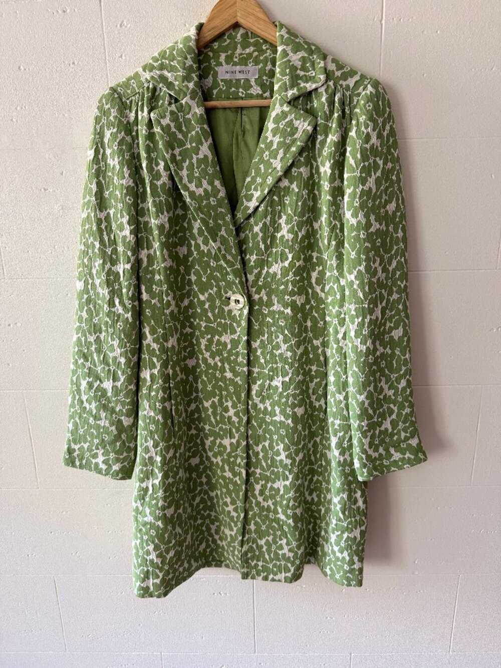 Nine West | Green White Floral Longline Spring Coat | Small